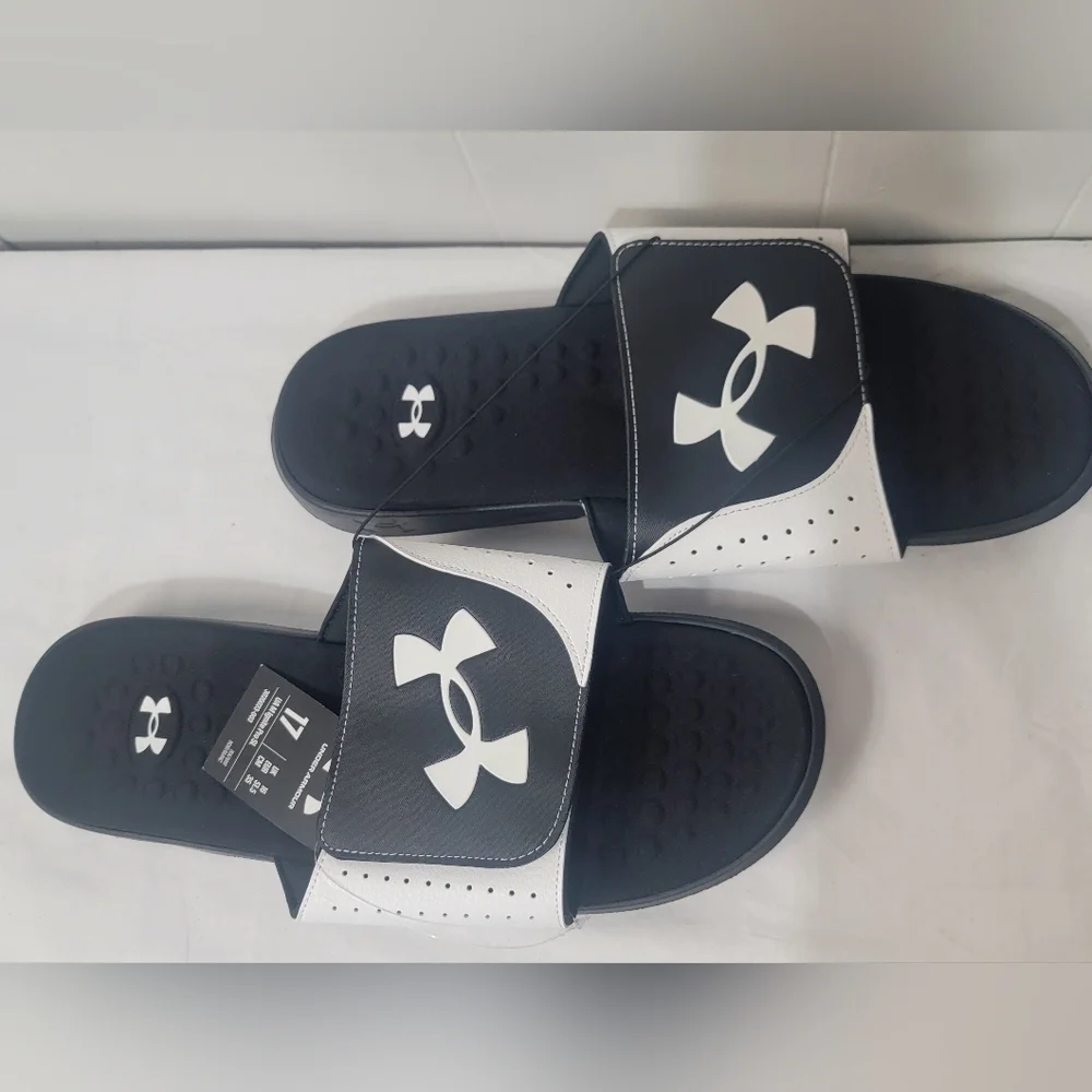 Under Armour Ignite Pro Slide Sandal Slip-on Bkack And White Mens Size 17
